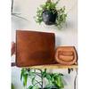 Men's Goat Leather Messenger Shoulder Handmade Brown Bag ( Free Gift Sling Brown Bag Size - 9 X 7 X 3 In )
