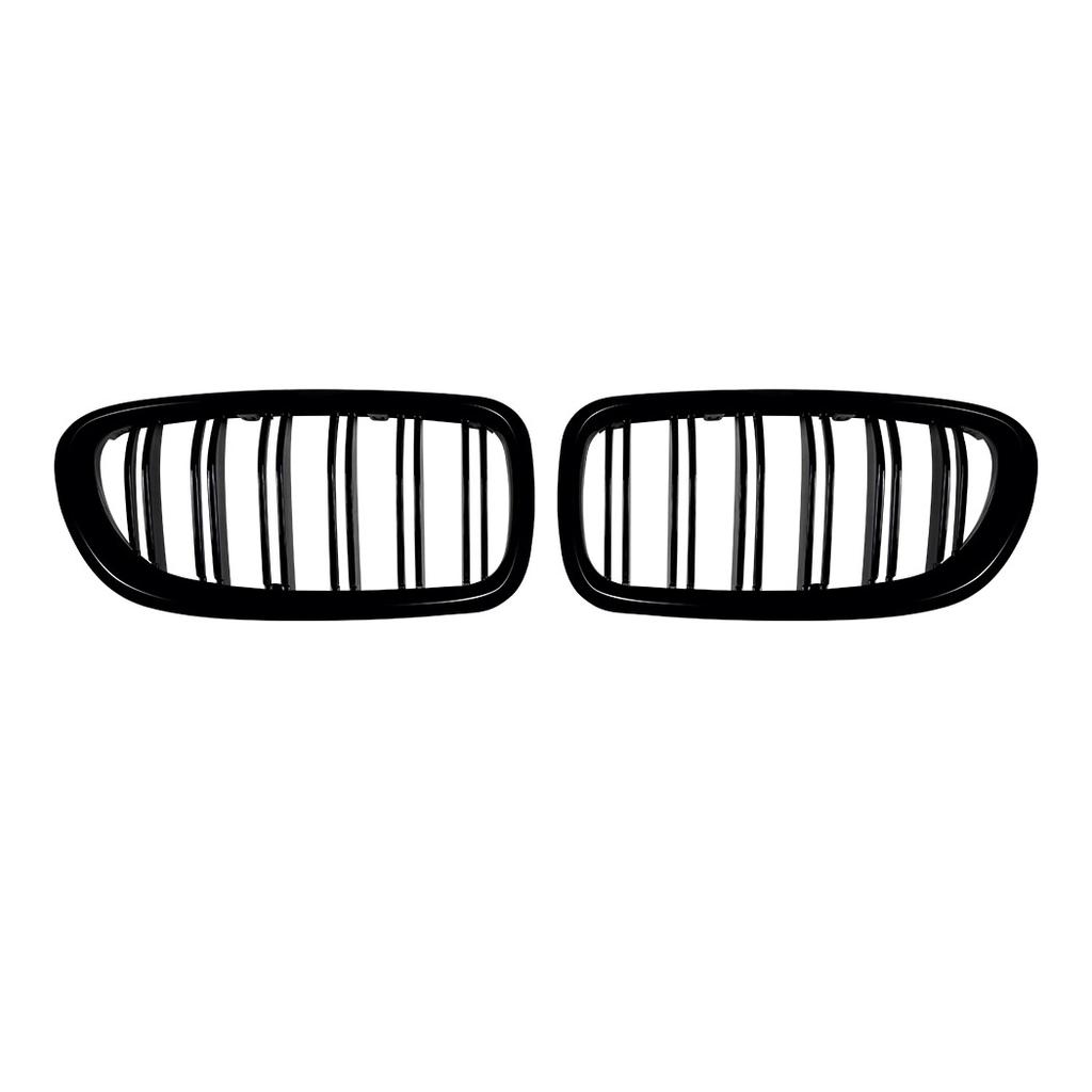 2PCS Car Front Bumper Hood Grilles Single And Double Line Style Upper Racing Grills Accessory For BMW 5 Series F10 F11 2011-2017