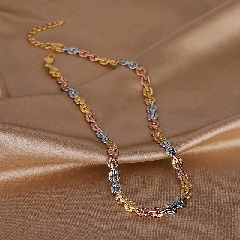 Jewelry Style Niche Design Necklace Women'S Versatile Electroplated Color Gold Simple Single Buckle Set