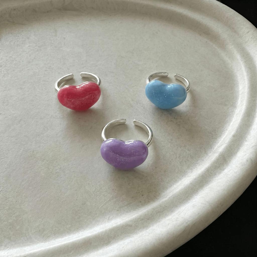 VENTFILLE 925 Sterling Silver Glazed Candy Love Ring for Women Dopamine Sweet Korean Style Jewelry Gift Dropship