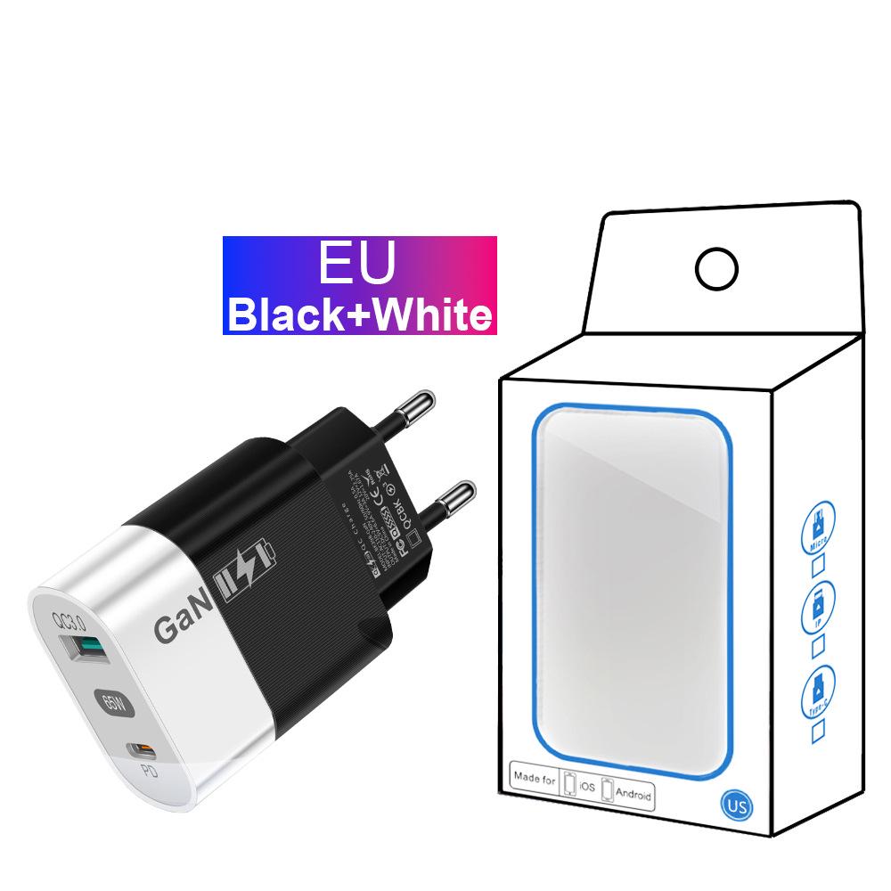 33-ваттное USB-зарядное устройство GaN: Быстрая зарядка QC 3.0 и PD, 9В/12В, стандарт США/ЕС