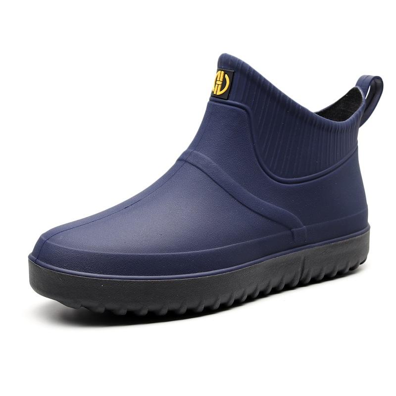 Мужские нескользящие водонепроницаемые непромокаемые сапоги, обувь для кухни, работы, автомойки, резиновая обувь, модная повседневная непромокаемая обувь до щиколотки, сохраняющая тепло зимой