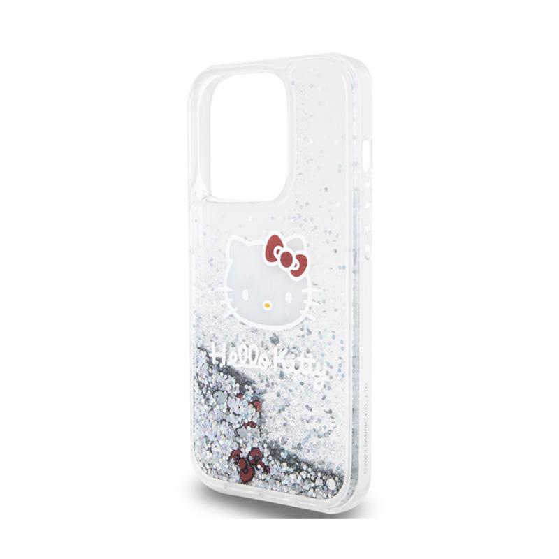 Hello Kitty Liquid Glitter Charms Kitty Head - Etui Iphone 14 Pro (Srebrny)