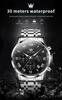 OLEVS Men's Quartz Watch Water-Resistant, Date Display, Luminous Hands, Stainless Steel Band, Black