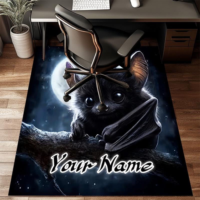 1PC Custom Name Nighttime Bat Majesty Theme Floor Mat Ideal for Living Room, Game Rooms, Office, Bedroom, Floor Mat Playful Design