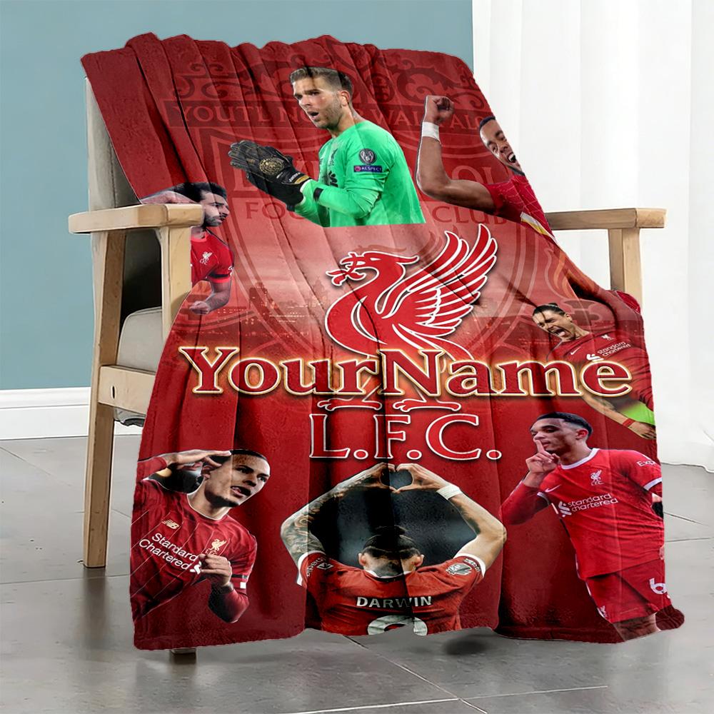 Liverpool Personalized Name Blanket Gift Customizable Blanket Soft Warm Cozy Suitable for Office Bed Picnics Living Room Four Seasons Multipurpose