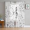 Music Black White Tulle Sheer Window Curtains For Living Room The Bedroom Modern Chiffon Voile Organza Curtains Decor Drapes