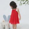Pleated Chiffon Summer Princess Dress with Big Bow for Girls