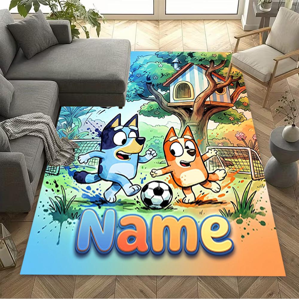 Bluey's Christmas Adventure Customize Your Name Floor Rug Office Rug Suitable for Study room Decorate room Entryway Foyer Anti-slip Rug