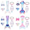 9Pcs/Set Girls Mermaid Tail Swimsuit Children the Little Mermaid Costume Cosplay Beach Clothes Bathing Suit