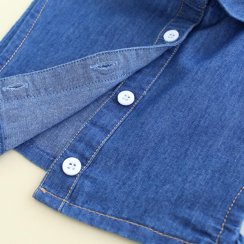 Детская универсальная хлопковая джинсовая рубашка с имитацией воротника для мальчиков и девочек, свитер с декоративным имитацией воротника B234
