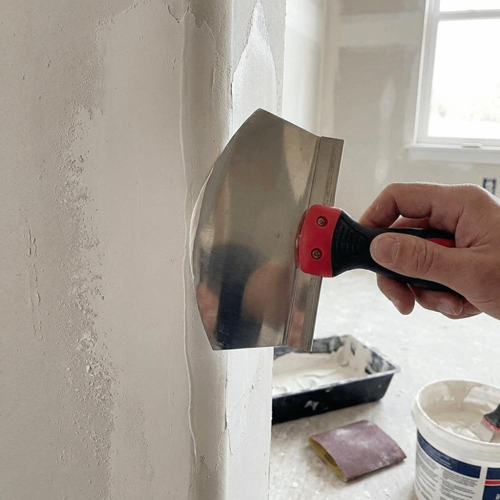Curved Working Surface Mud Trowel Stainless Steel Putty Spatula Painter