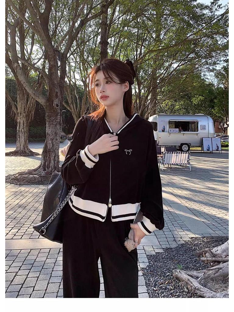 Women's Casual Korean-Style Two-Piece Sportswear Set for Spring and Autumn