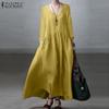 Cotton Casual V-neck Long Sleeve Women Dress
