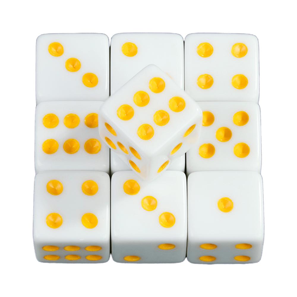 Белые игральные кости 10 шт. 6-гранные игральные кости квадратные углы 16 мм математические развлечения акриловые игральные кости инструмент