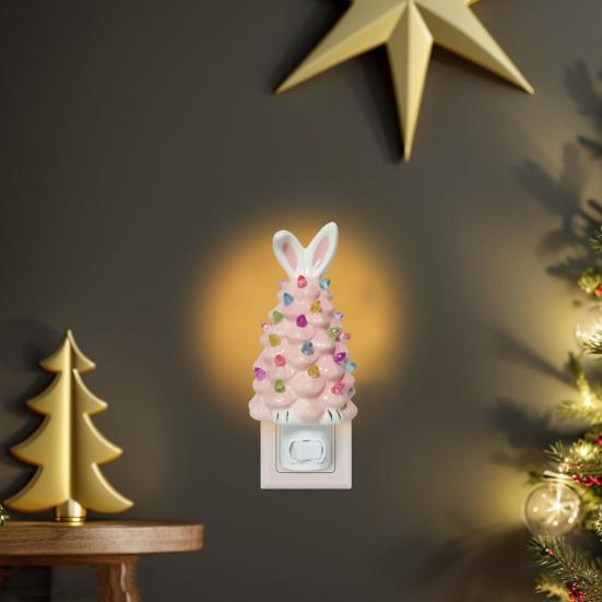 Пасхальный кролик, лампа на дереве, смоляная машина-кролик, мигающая декоративная лампа, светодиодная подсветка, фигурка животного, статуя, скульптура, весеннее пасхальное украшение для рабочего стола