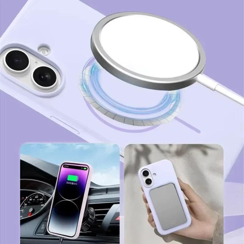 Жидкий силиконовый мягкий магнитный чехол для телефона Magsafe для iPhone 16 Plus 15 14 13 12 Pro Max простой чехол для беспроводной зарядки