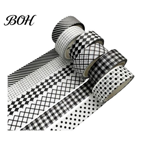 Neat Storage Washi Tape Set 6 Rolls Plaid Set, Grid Checkered Pattern Masking Tape, Self Artistic Roll Adhesive Decorative for DIY Crafts, Journal,