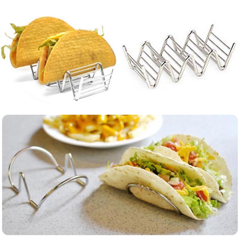Premium Food Grade Stainless Steel U-shaped 2-slot Taco Rack For Tables