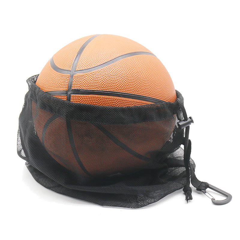 Portable Single Mesh Ball Bag Outdoor Volleyball Basketball Bag with Drawstring Sport Equipment Storage Net