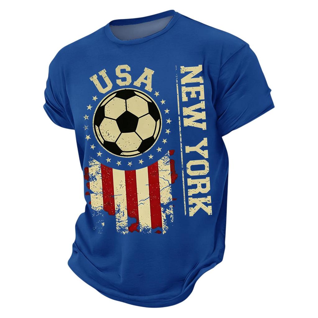Мужская футболка с графическим принтом USA Soccer, с круглым вырезом, коротким рукавом, повседневная, с эффектом потертости