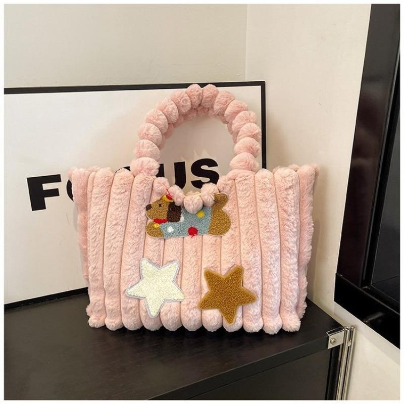 Сумка-тоут такса осень новая милая женская сумка через плечо большой вместимости портативная плюшевая сумка тренд