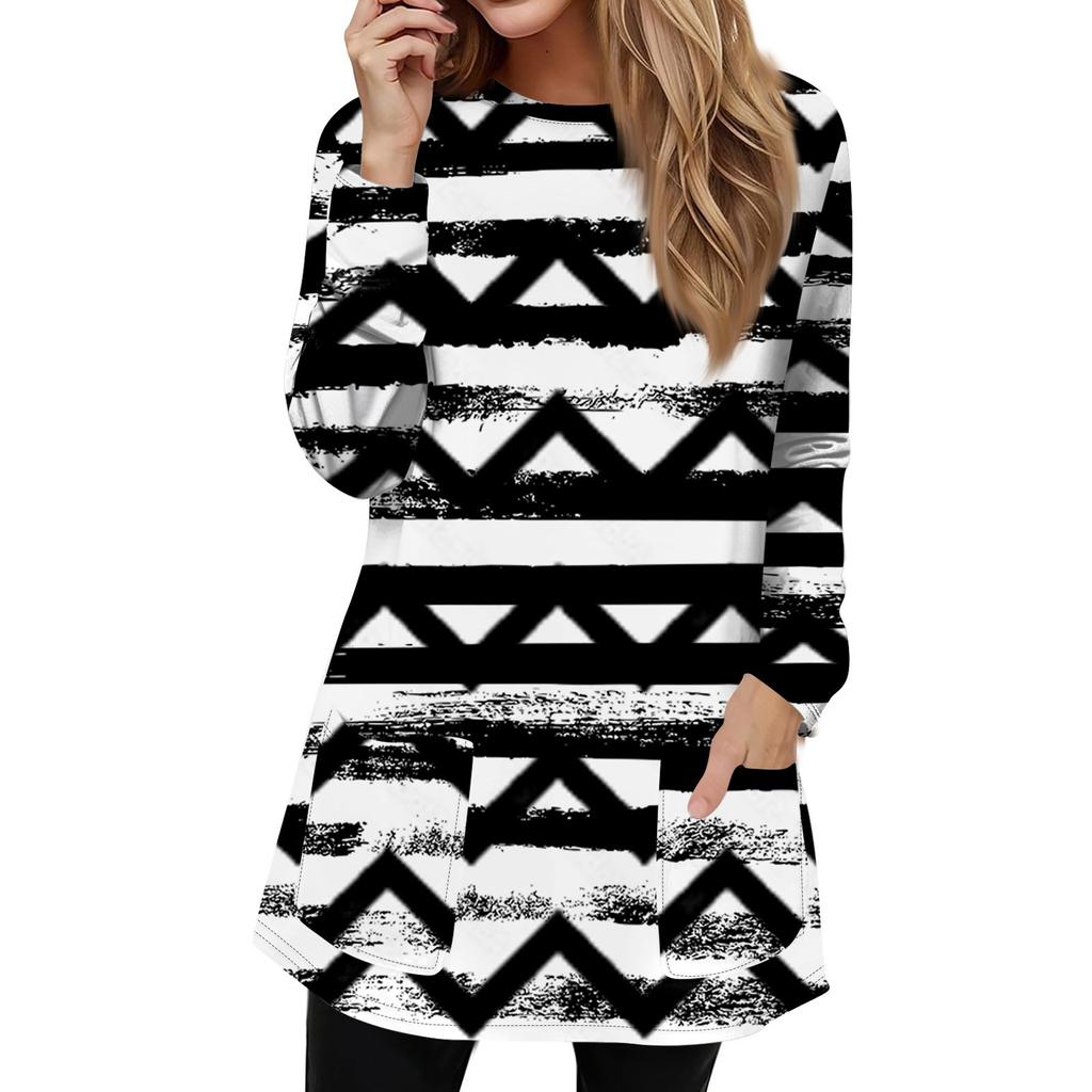 Женская толстовка, пуловер, спортивная одежда, карман, принт, повседневный топ с круглым вырезом и длинными рукавами