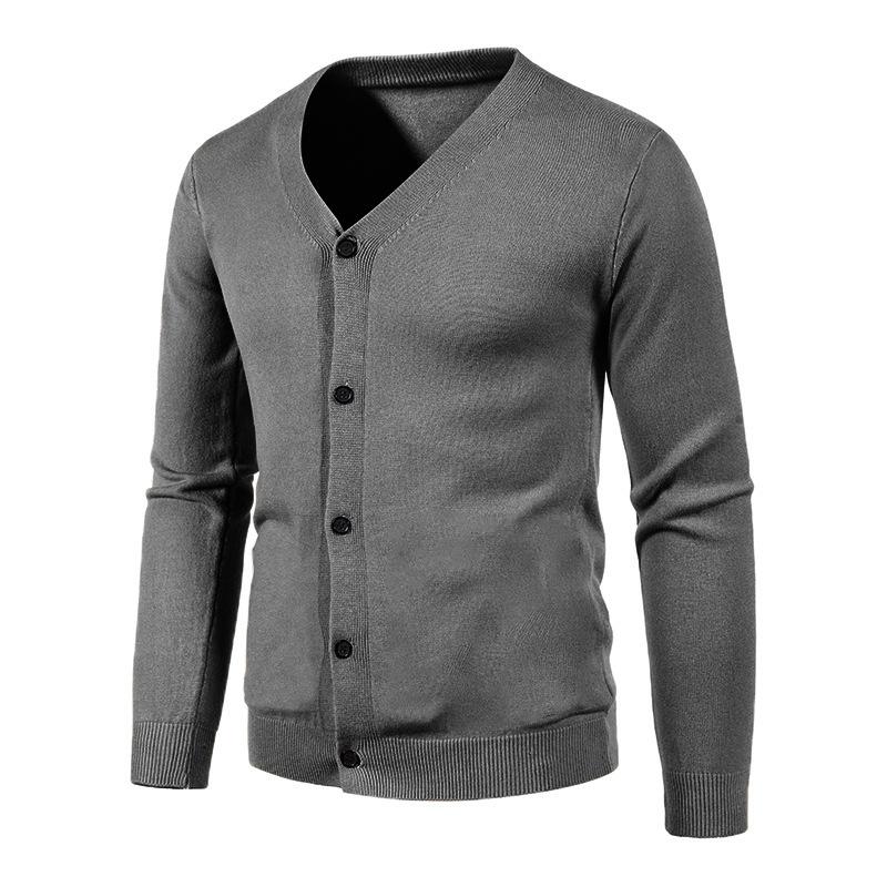Sweater Men's Casual Solid Color Cardigan Knitted Sweater Thin Knitted Cardigan Jacket