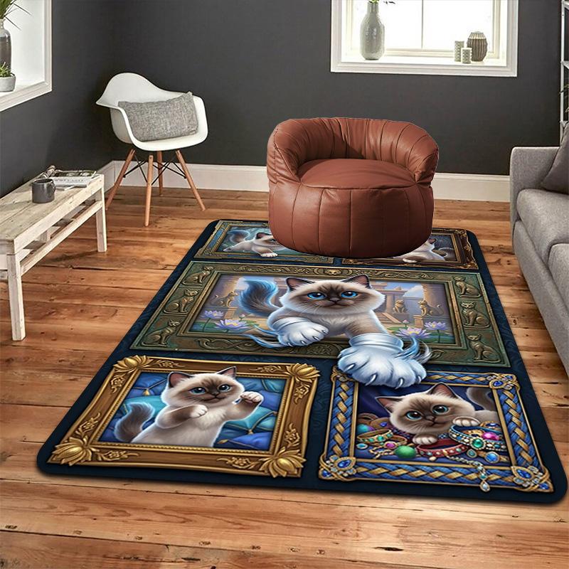 Fantasy Cats Pattern Rug Floor Mat for Living Room or Bedroom Soft and Comfortable Carpet a Gift for Birthday and Holiday.