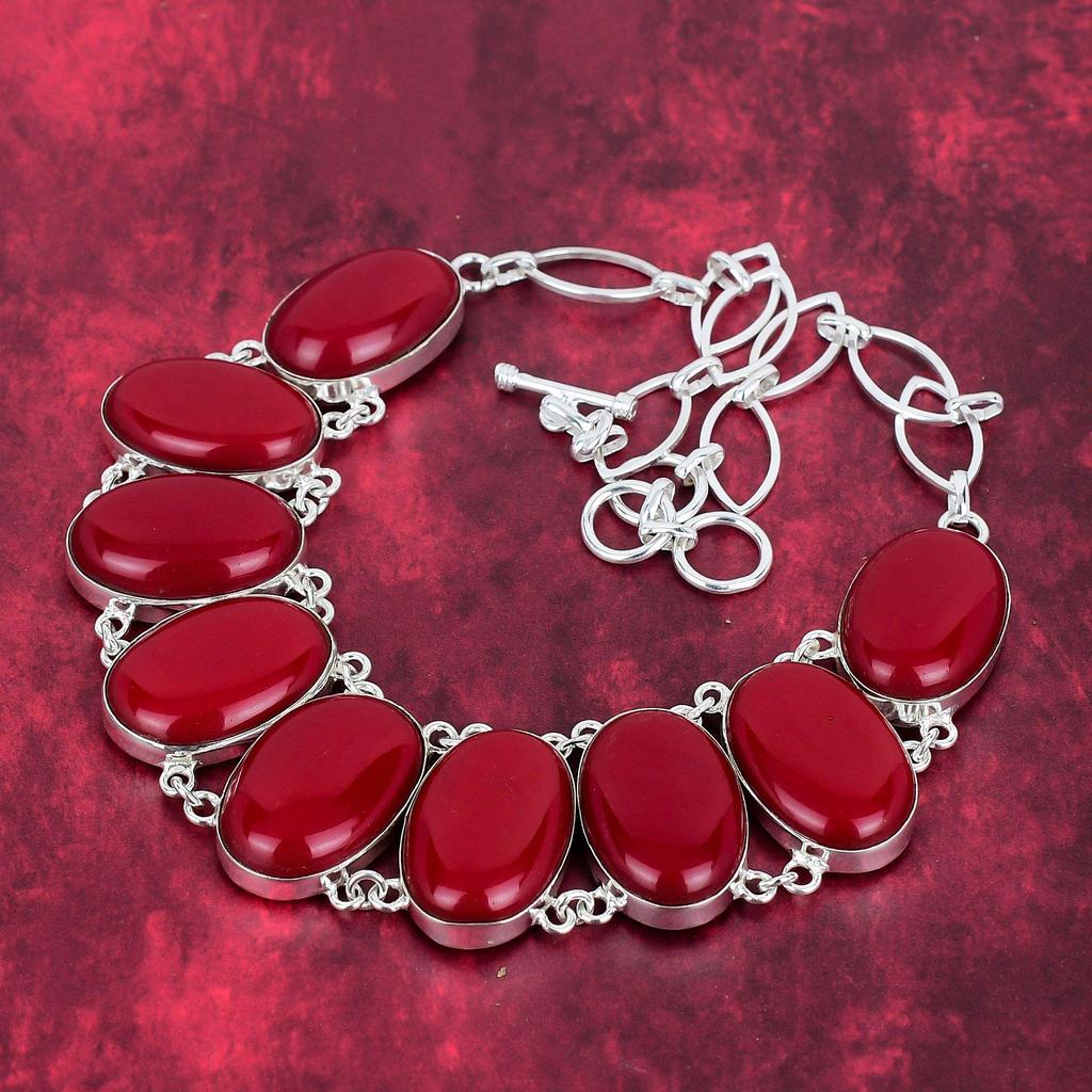 Ожерелье ручной работы из красного коралла с драгоценными камнями, ожерелье из стерлингового серебра 925 пробы, антикварные ювелирные изделия, регулируемое ожерелье-цепочка, подарок на помолвку