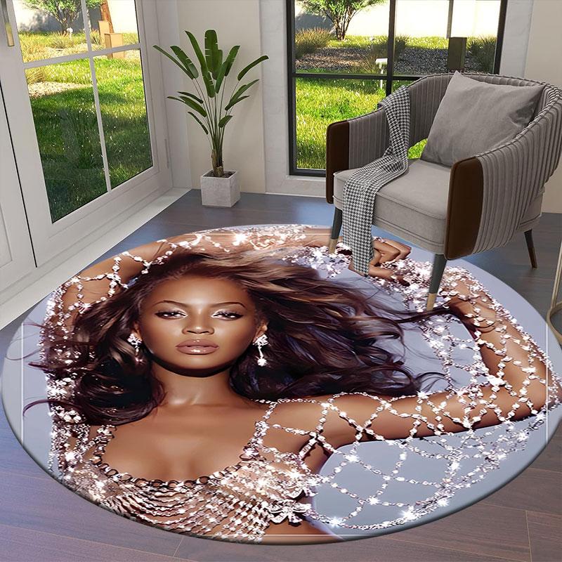 Круглый ковер Beyonce, Ковер для гостиной, спальни, дивана, игровой комнаты, Декор, Нескользящий коврик для пола