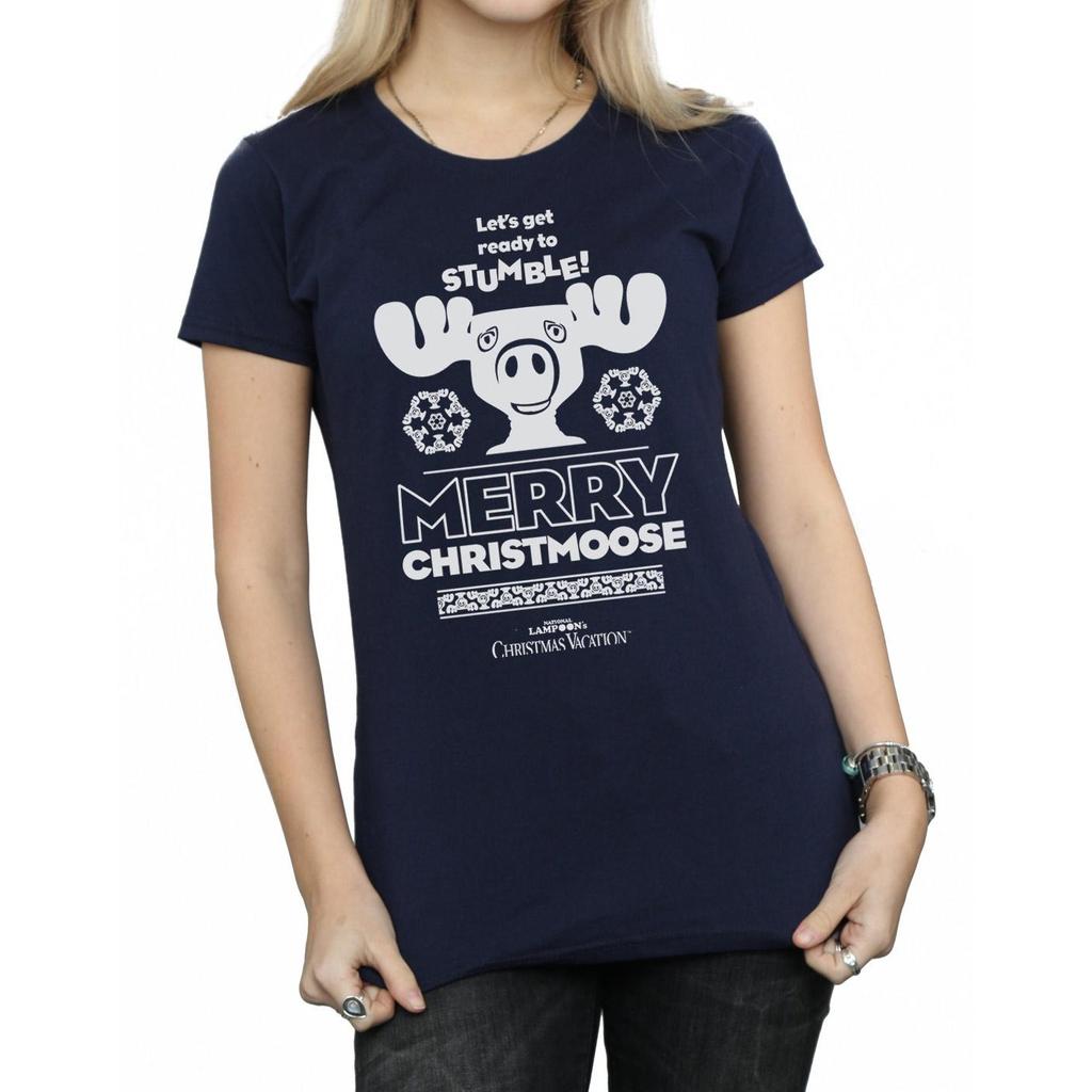 National Lampoon´s Christmas Vacation Womens/Ladies Merry Christmoose Cotton T-Shirt