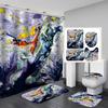 4Pcs Luxury Marble Shower Curtain Sets Bathroom Decor Sets with 12 Hooks Bath Mat Toilet Lid Rug and Non-Slip U Shape Mat