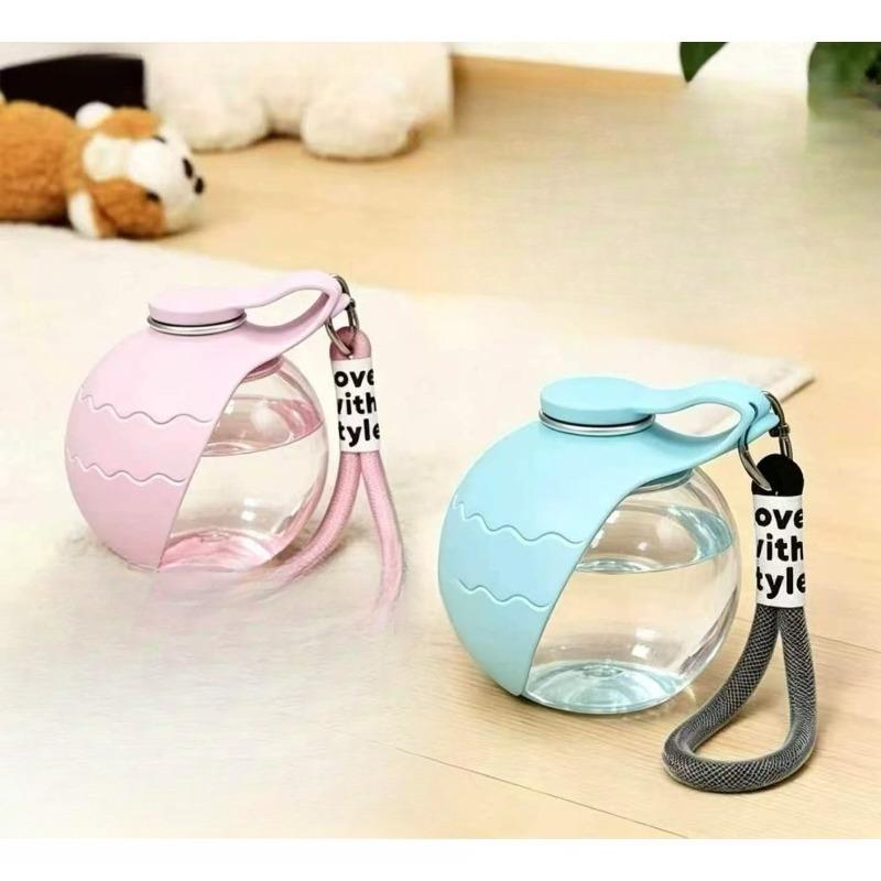 285ml Portable Dog Water Bottle 304 Stainless Steel Spherical Pet Travel Water Dispenser Leak Proof With Lanyard Outdoor