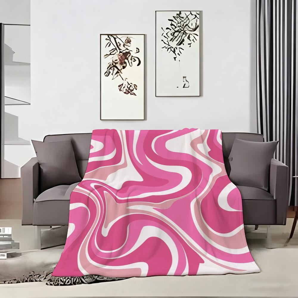 Pastel Cute Marble Throw Lightweight 240g Flannel Blanket Soft Skin-friendly for Summer Cooling