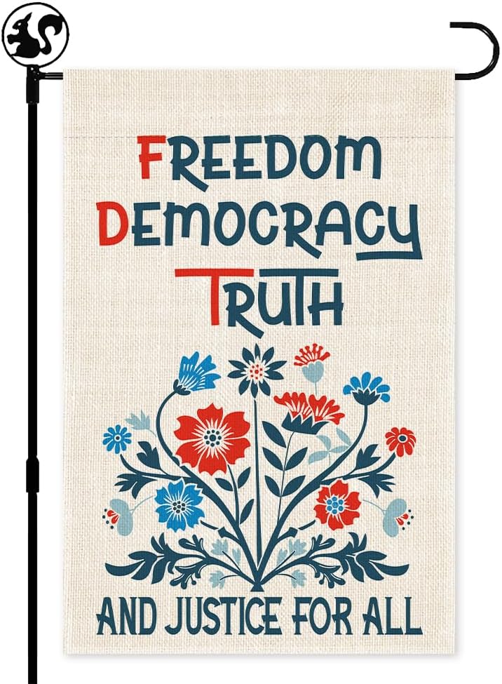 LAGZDFC Freedom Democracy Truth And Justice Garden ag, 12x18 in Double Sided Farmhouse Outdoor Decor Yard ag Gifts, Poli LLX
