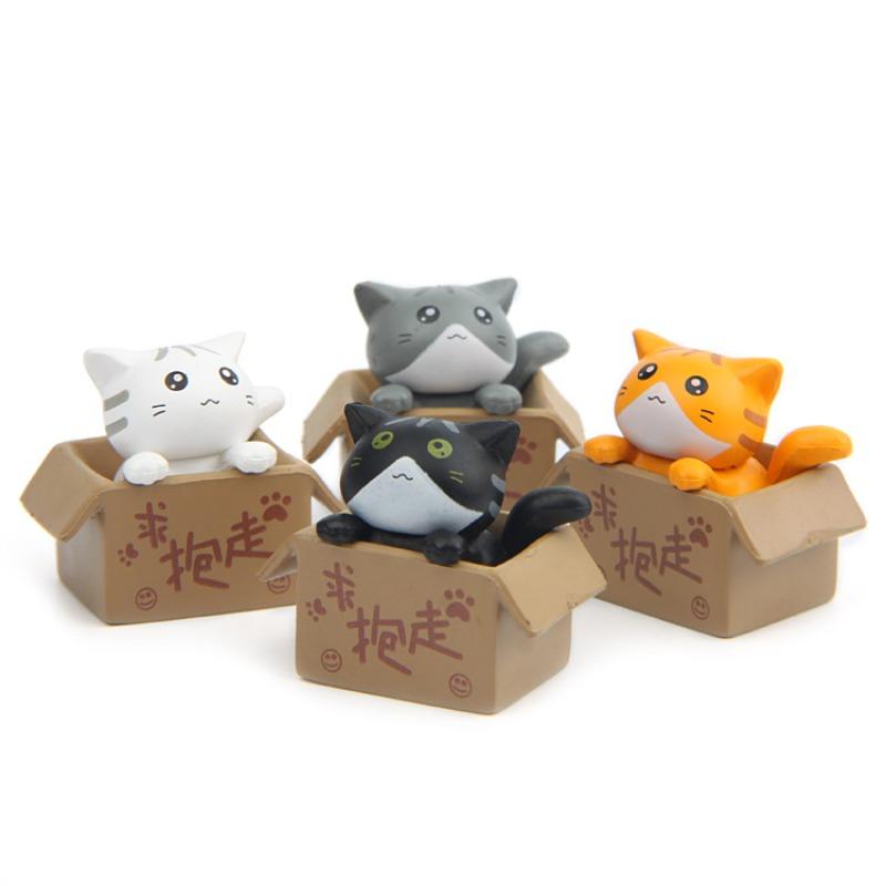 Креативные мультяшные автомобильные украшения Миниатюрный пейзаж Пластиковые статуэтки садовых котят Милые игрушки