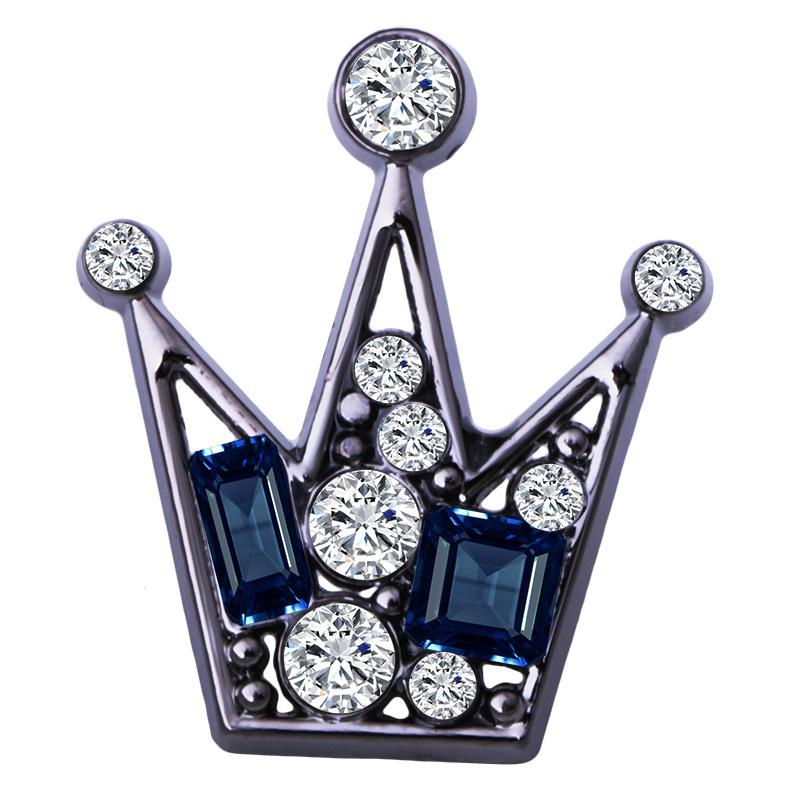 Crystal Men Brooch Pin Crown Fashion Collar Pins Suit Lapel Wedding Gift Jewelry Cross Chain