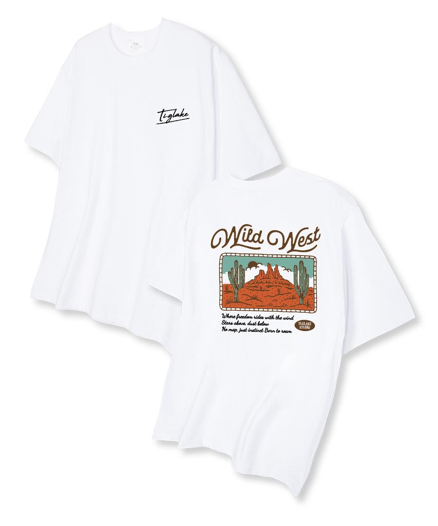 TI.GLAKE Wild West Oversized Short Sleeve T-Shirt White