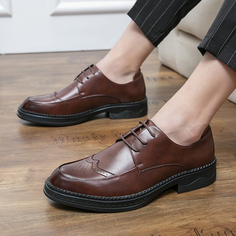 2024 Mens Genuine Leather+Microfiber Soft Anti-slip Oxfords Loafers Man Casual Business Formal Dress Wedding Brogue Casual Shoes