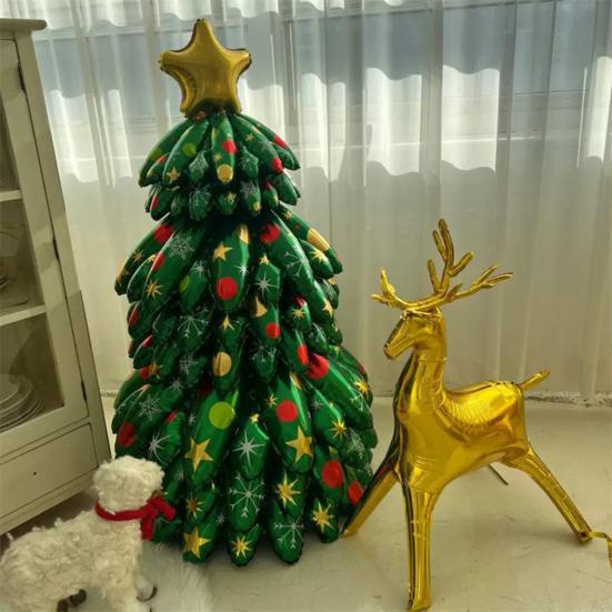 Inflatable Christmas Tree 51 Inch Self-Standing Christmas Tree Foil Balloons for Xmas Party Decorations Photo Prop