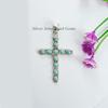 Natural Turquoise Cross Pendant, Anniversary Pendant, Round Multi Stone Pendant, 925 Sterling Silver Pendant, Arizona Turquoise Pendant