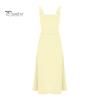 Летнее платье миди с квадратным вырезом, без рукавов, струящееся подол, с открытой спиной, однотонное, с высокой талией, платье миди для свиданий, выпускного вечера, вечеринки