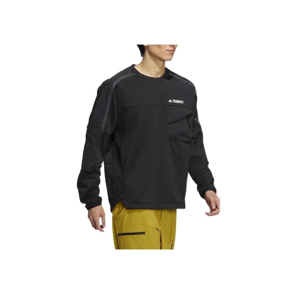 Adidas Свитшот-пуловер с принтом букв и большим карманом для мужчин, черный HM9721