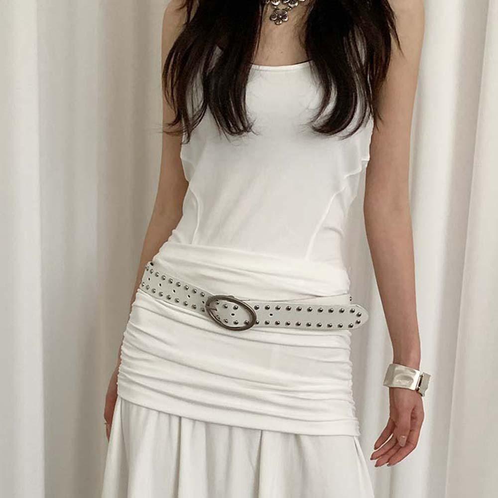 Adjustable Y2K Wide Belt Punk PU Leather Waistbands Skirt Accessories Rivet Waist Belt  Waist Seal
