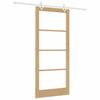 Sliding Door Natural 93 x 211 cm Solid Pine Wood and Glass