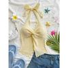Yellow V-neck Halter Neck Top for Women Summer Y2K Clothes Sexy Sleeveless Backless Crop Top Streetwear
