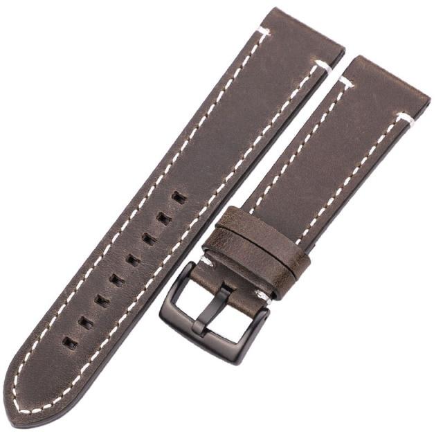 Genuine Leather Watchbands 18mm 20mm 22mm 24mm Black Dark Brown Women Men Cowhide Watch Band Strap Belt With Buckle