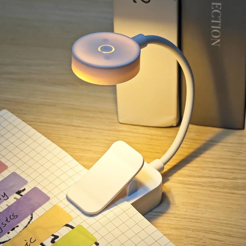 Мини LED Лампа для Чтения Книг Портативная Настольная Лампа с Клипсой 3 Режима Защита Глаз Работа от Батарей Регулируемая Яркость Прикроватная Лампа для Чтения USB Ночник
