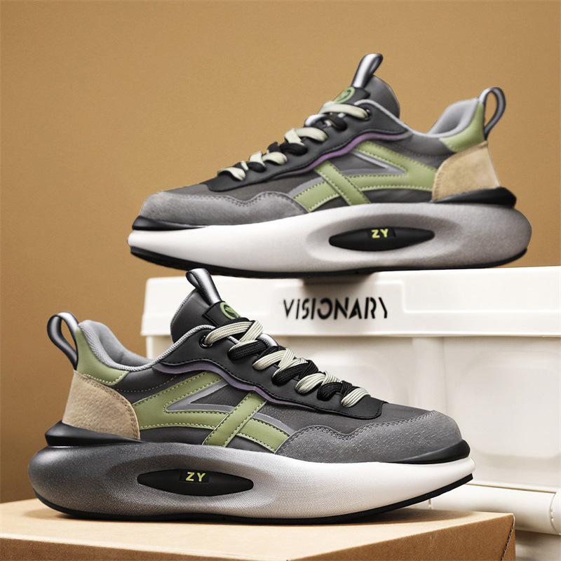 Мужские дышащие кожаные модные кроссовки класса люкс - Универсальные, на толстой подошве, увеличивающие рост папины кроссовки для осени и зимы